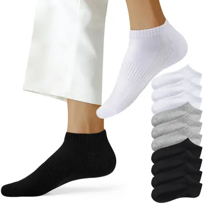 Produktbild von Sneaker Socken 10 Paar Herren Damen Baumwolle Kurz 43-46 Schwarz Weiß Grau