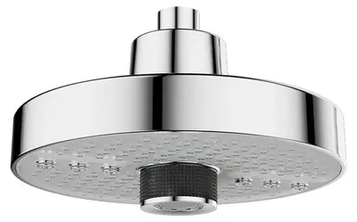 Zdjęcie produktu dla Głowica prysznicowa - deszczownica wysokociśnieniowa - 17,5 cm - 5 rodzajów strumienia - obrotowa o 360° - oszczędzająca wodę - montaż sufitowy - srebrna