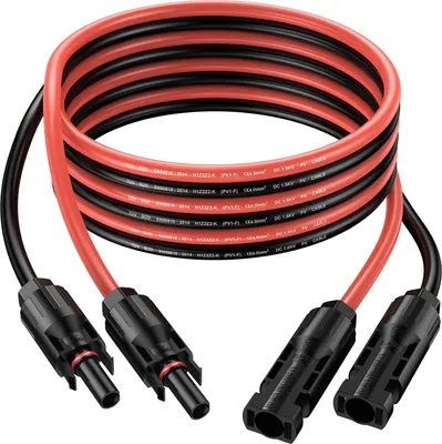 Obrázek produktu pro m 2 x 4 mm²/12 AWG prodlužovací kabel pro fotovoltaický solární panel s vodotěsností IP68 se zásuvkami a zástrčkami na připojovacím kabelu (3 m červený + 3 m černý)