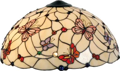 Produktbild von Clayre & Eef Lampenschirm Tiffany Ø 48 cm Beige Rosa Glas Schmetterling
