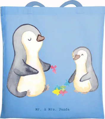 Produktbild von Mr. & Mrs. Panda Beutel Sozialpädagoge Herz - Sky Blue - Geschenk, Laptoptasche, Baumwollbeutel, Jutebeutel, Tote Bag, canvas tasche