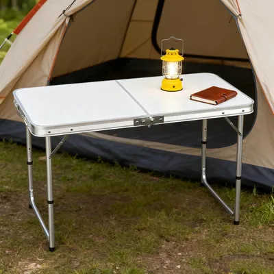 Immagine prodotto di Tavolo pieghevole - Tavolo da picnic - 120 x 60 x 70 cm - Pieghevole - Leggero - Maniglia per il trasporto - Per uso esterno - Rettangolare