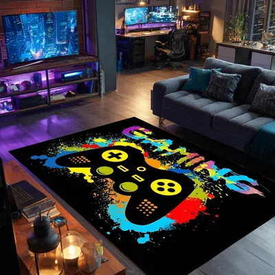 Obrázok produktu pre Herná podložka s 3D dizajnom herného ovládača, 140 x 200 cm, protišmyková a umývateľná