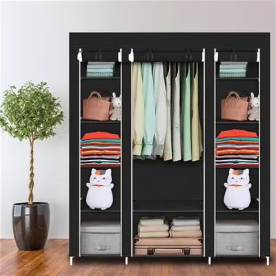 Produktbild von Portable Kleiderschrank mit Non-Woven-Gewebe Stoffschrank Schnell und Einfach zu Montieren Extra Stark und Langlebig Kleiderschränke Faltschrank
