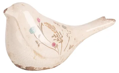 Image de Clayre & Eef Figurine décorative Oiseau 22x9x12 cm Beige Céramique