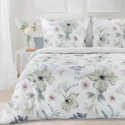 Immagine prodotto di Eurofirany Lenzuola di raso 140x200 Primavera 37 bianco verde fiori NEW24