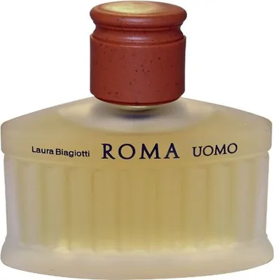 A bottle of Laura Biagiotti Roma Uomo Eau de Toilette.