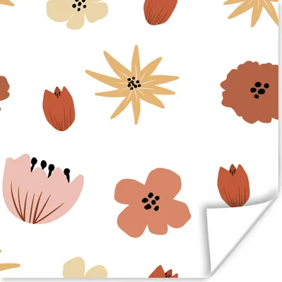 Produktbild von MuchoWow® Poster Blumen - Weiß - Abstrakt - Muster 100x100 cm - Babyzimmer