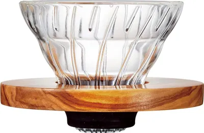 Image de Hario Glass Kaffee Dripper V60 01 Bois d'olivier goutte à goutte VDGR-01-OV