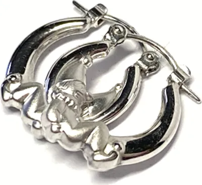 Produktbild von Ohrring 925/- Silber rhodiniert Bügelcreole Creole Mann im Mond Kinderschmuck
