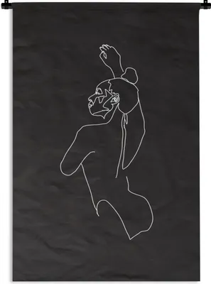Produktbild von MuchoWow® Wandteppich Wandbehang Linienkunst - Tanz - Frau 120x180 cm Tapisserie Dekoration Wandtuch - Schlafzimmer - Dekorationen für das Haus