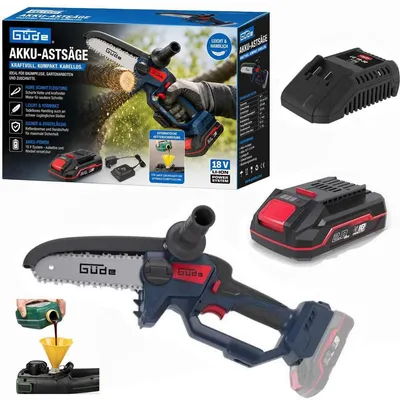 Produktbild von Güde Akku Astsäge GAK 18.1 Mini Kettensäge 18V, Akku 2.0 Ah Ladegerät 3 A