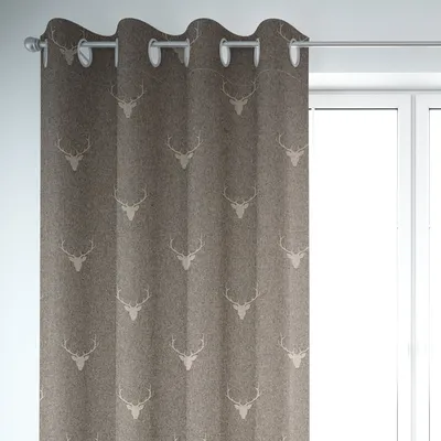 Produktbild von Jacquard Vorhang Hirschkopf-Design Braun Beige 130x245 cm mit Ösen
