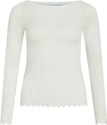 Produktbild von VILA Langarmshirt mit Spitzenmuster und welligem Saum Größe: S