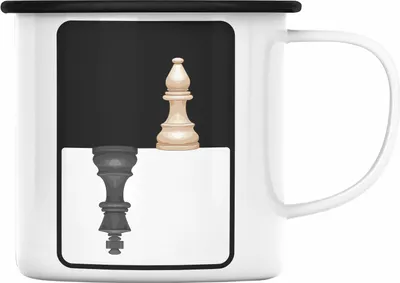 Produktbild von Trendation - Schach Geschenk Schachspieler Geschenkidee Emaille Tasse Schachfiguren Grafik (Schwarz)