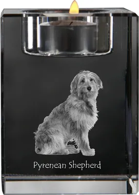 Produktbild von Pyrenaen-Hutehund, Pyrenäenschäferhund - Kerzenhalter mit Hundefoto, Teelichthalter aus Kristall, personalisiertes Geschenk der Marke Art-Dog