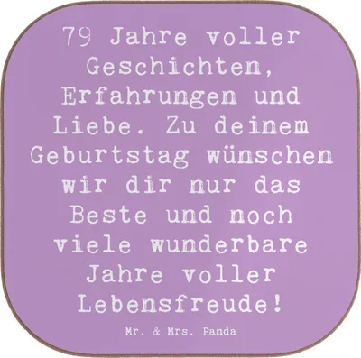 Produktbild von Mr. & Mrs. Panda Untersetzer Tasse Spruch 79. Geburtstag - Lavendeltraum - Geschenk, liebevolle Geschenke, Gläser, Tassenuntersetzer, Geschichten, Geburtstagswünsche, für