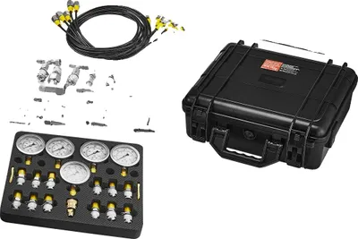 Produktbild von Hydraulischer Druckprüfset, 5 Manometer, 13 Kupplungen, TKS-4