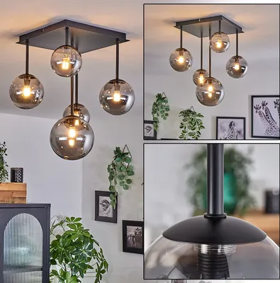 Produktbild von Isorella Deckenlampe aus Metall/Glas in Schwarz/Rauchfarben