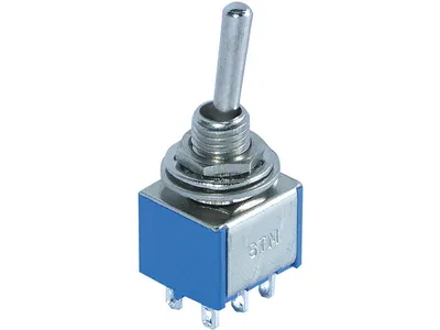 Zdjęcie produktu dla Miniaturowy przełącznik McPower, 250V/3A, 6-biegunowy, 3 pozycje: ON / OFF / ON