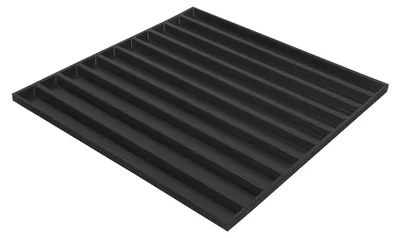 Obrázok produktu pre 12 ks 3D nástenných panelov – PVC obklady 50×50 cm – vodovzdorné – s vertikálnymi drážkami – 3D štruktúra – do obývačky/spálne/kancelárie – čierne
