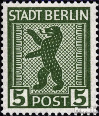 Produktbild von Briefmarken Sowjetische Zone (All.Bes.) 1945 Mi 1A III, Farbfleck im T von STADT (Feld 26) postfrisch Berliner Bär