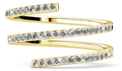 Image de Bague spirale en laiton avec placage 18 carats et cristal autrichien