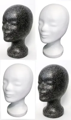 Produktbild von 4 x FP Styroporkopf schwarz/anthrazith/weiß - TOP Markenqualität (mit Loch im Boden)