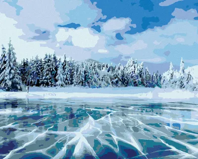 Produktbild von Zuty - Malen nach Zahlen - ZUGEFRORENER SEE IN DEN BERGEN, 40x50 cm, mit Keilrahmen (bereits gespannt)