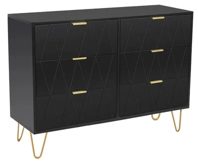 Immagine prodotto di Comodino con 6 cassetti, dimensioni 100x34x73 cm, colore nero. Mobile contenitore, mobiletto, contenitore stretto