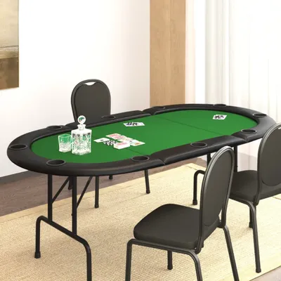 Immagine prodotto di The Living Store Tavolo da poker pieghevole 10 giocatori Verde 206x106x75 cm