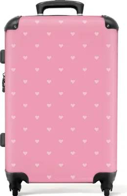 Produktbild von NoBoringSuitcases.com® Großer Koffer - Rosa - Herzen - Muster - Kombinationsschloss TSA - Hartschalen Trolley 4 Rollen - 72 liter - Reisekoffer - 66 cmKoffer Mittelgroß 67x43x25 cm, 72L,