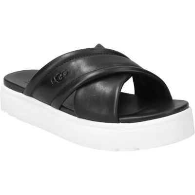 Zdjęcie produktu dla Sandały UGG ZAYNE CROSSBAND, gładka skóra, czarne, damskie