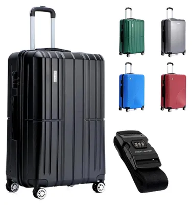 Produktbild von Reisekoffer in 28", 24" oder als Handgepäck in 20", inklusive Koffergurt. Hartschalenkoffer mit Rollen, Teleskopgriff und Zahlenschloss (Silkström schwarz, 24")