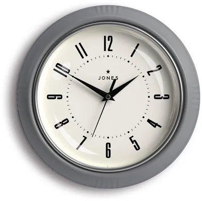 Image de Horloge de cuisine ronde de style rétro | 25 cm | Grise | Idéale pour la cuisine, le salon, le bureau ou la chambre | Chiffres bien lisibles