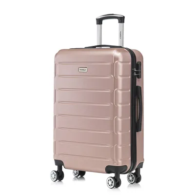Image de Valise à roulettes Valise de voyage Valise, valise à roulettes Bagage à main, avec 4 roulettes 360°, valise rigide, serrure à combinaison, poignée souple en caoutchouc (XL, or rose