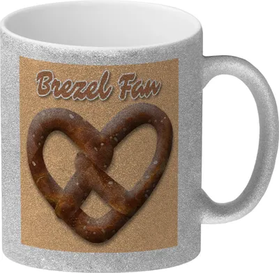 Produktbild von Brezelherz Glitzer-Kaffeebecher mit Spruch Brezel Fan