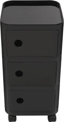 Image de Table de chevet - Table d'appoint à 3 niveaux - Avec roulettes - Hauteur 63,3 cm - Plastique ABS - Capacité de charge 60 kg - Noir