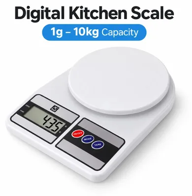 Image de Balance de cuisine numérique - KS-400 : balance électronique pour aliments - de 1 g à 10 kg - précision de 1 g - écran LCD - fonction tare - unités g/oz - en acier inoxydable