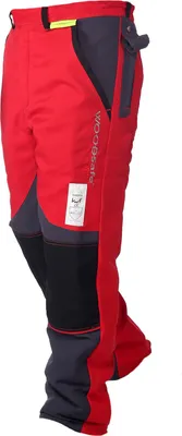 Produktbild von WOODSafe Profi-Schnittschutzhose Klasse 2, Forsthose, kwf-, Bundhose rot/grau, Herren - Waldarbeiterhose mit Schnittschutz Form A