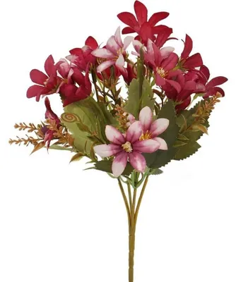 Image de Un bouquet de cinq branches de petites fleurs, de couleur rose foncé