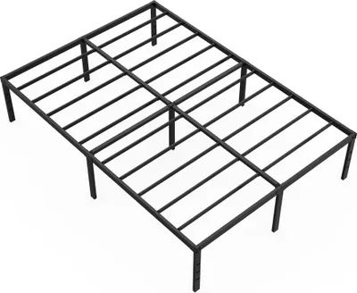 Obrázek produktu pro TRMLBE rám postele 140x200cm postel z kovového rámu s roštem, kovová postel 42cm vysoká manželská postel, do ložnice pokoj pro hosty