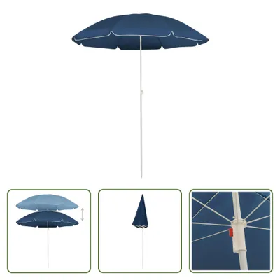 Immagine prodotto di The Living Store Ombrellone con palo in acciaio blu 180 cm