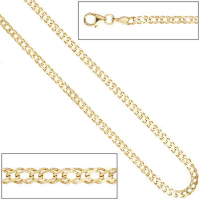 Produktbild von JOBO Zwillings-Panzerkette 333 Gelbgold 50 cm Gold Kette Halskette Karabiner