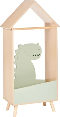Obrázek produktu pro BELIANI Věšák na oblečení s úložným prostorem světle hnědé dřevo světle zelená borovice MDF dinosaurus moderní styl skladování dětský pokoj
