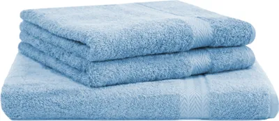 Produktbild von Betz 3-tlg. Saunatuch Set PREMIUM 1 Saunatuch 2 Handtücher 100%Baumwolle Farbe: hellblau