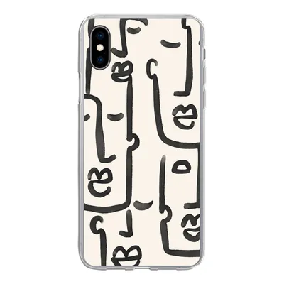 Produktbild von MuchoWow® Handyhülle Schutzhülle Hülle für iPhone Xs Muster - Abstrakt - Linienkunst Silikon Softcase Handy Hülle - Handytasche