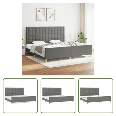 Produktbild von The Living Store Bettgestell mit Kopfteil Dunkelgrau 200x200 cm Stoff