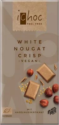 Produktbild von ICHOC WEISSES NOUGATBRETT MIT HASELNÜSSEN (AUF REISGETRÄNK) 80 g - ICHOC (VIVANI)