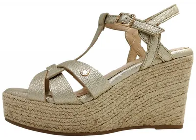Image de s.Oliver - Chaussures pour hommes - Sandales - Sandales compensées - Or - Pour le quotidien